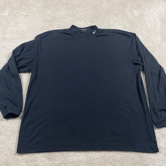 Nike Golf Shirt Mens 2XL Black Dri-FIT Mock Neck Long Sleeve Golf Tiger Woods - Picture 1 of 7